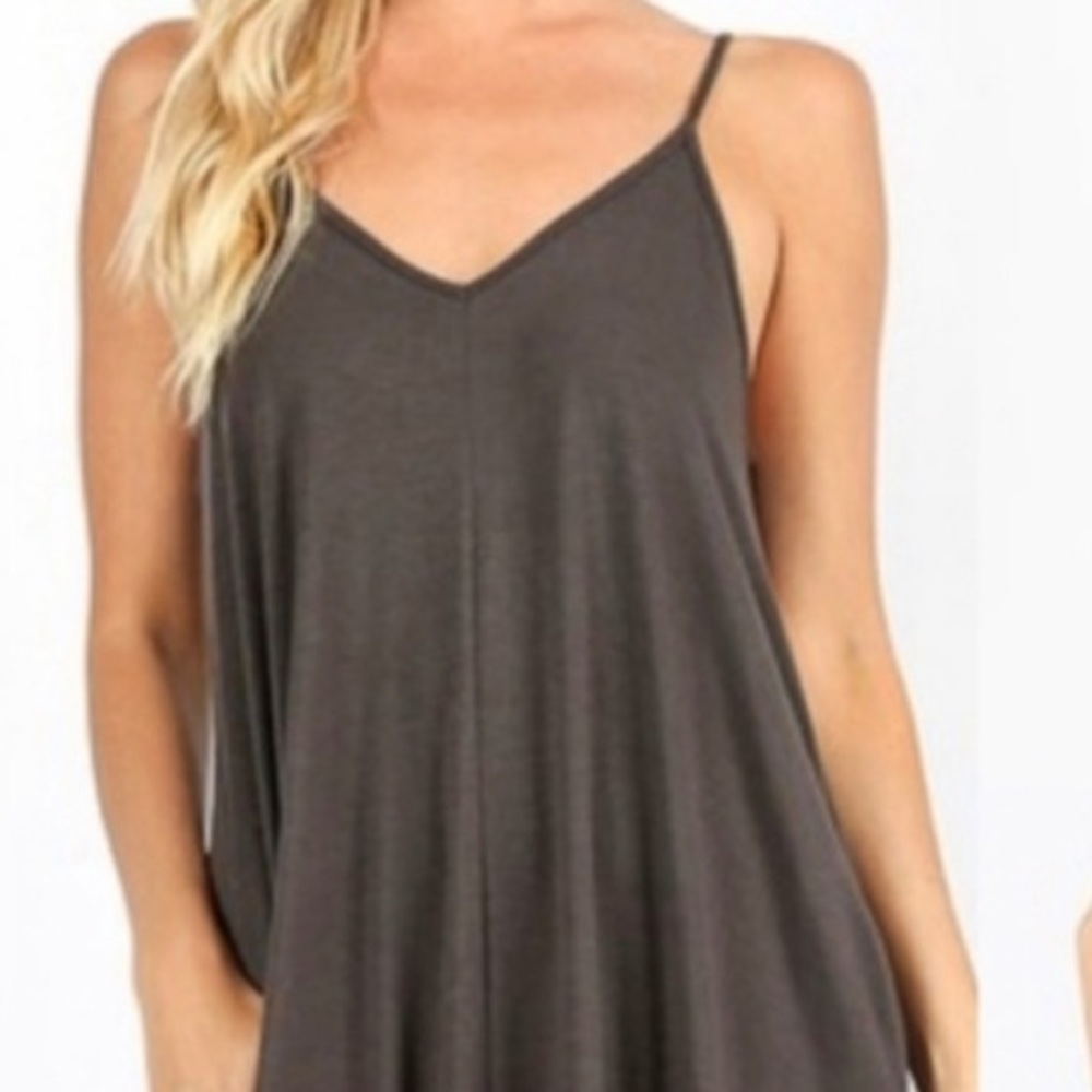 V Neck Maxi Harem Dress | Summer Maxi Dress | Adjustable Straps | Gray - Picture 2 of 2